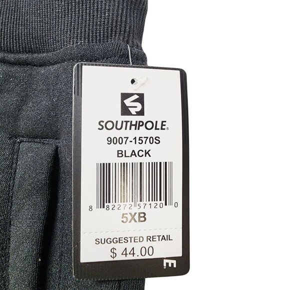 Southpole Black Mens Fleece Jogger Pants 5XB Drawstring Waist Pockets - Picture 2 of 9